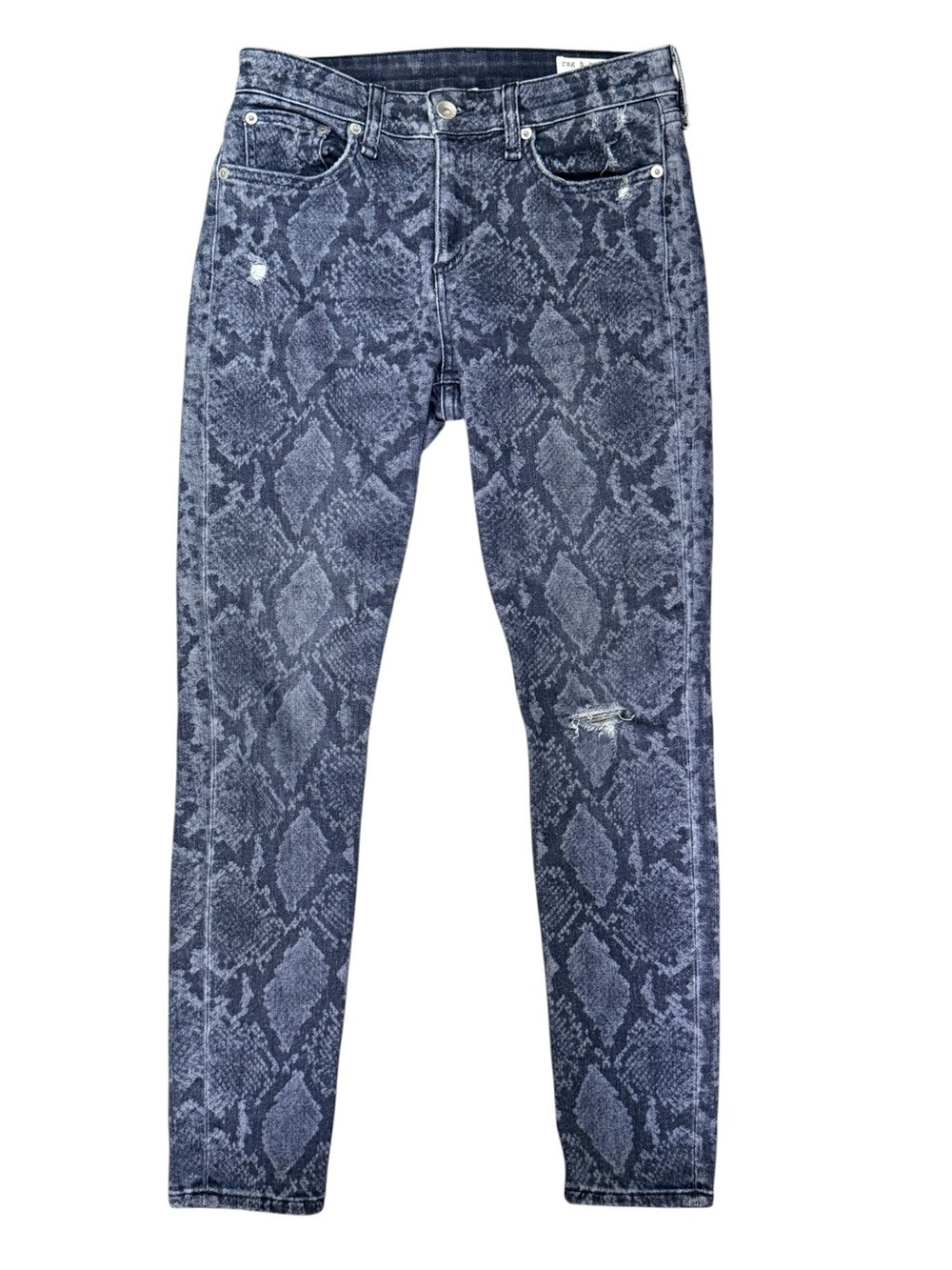 Rag & Bone Grey Snake Print Skinny Jeans Size 26 Made USA - Picture 2 of 12